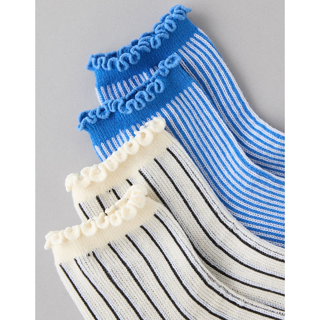 AE Striped Ruffle Boyfriend Socks 2-Pack