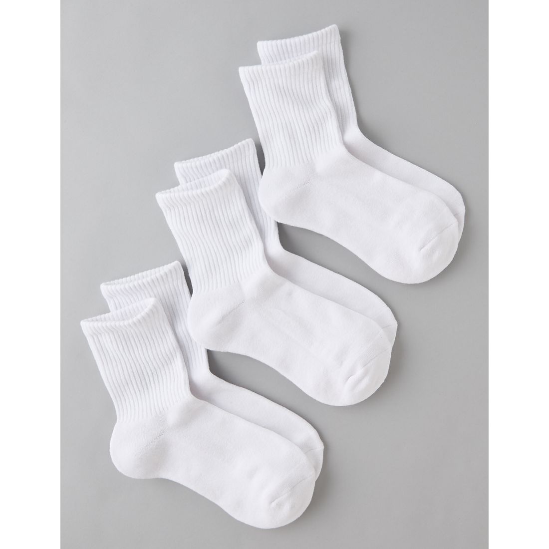 AE Solid Cropped Crew Socks 3-Pack