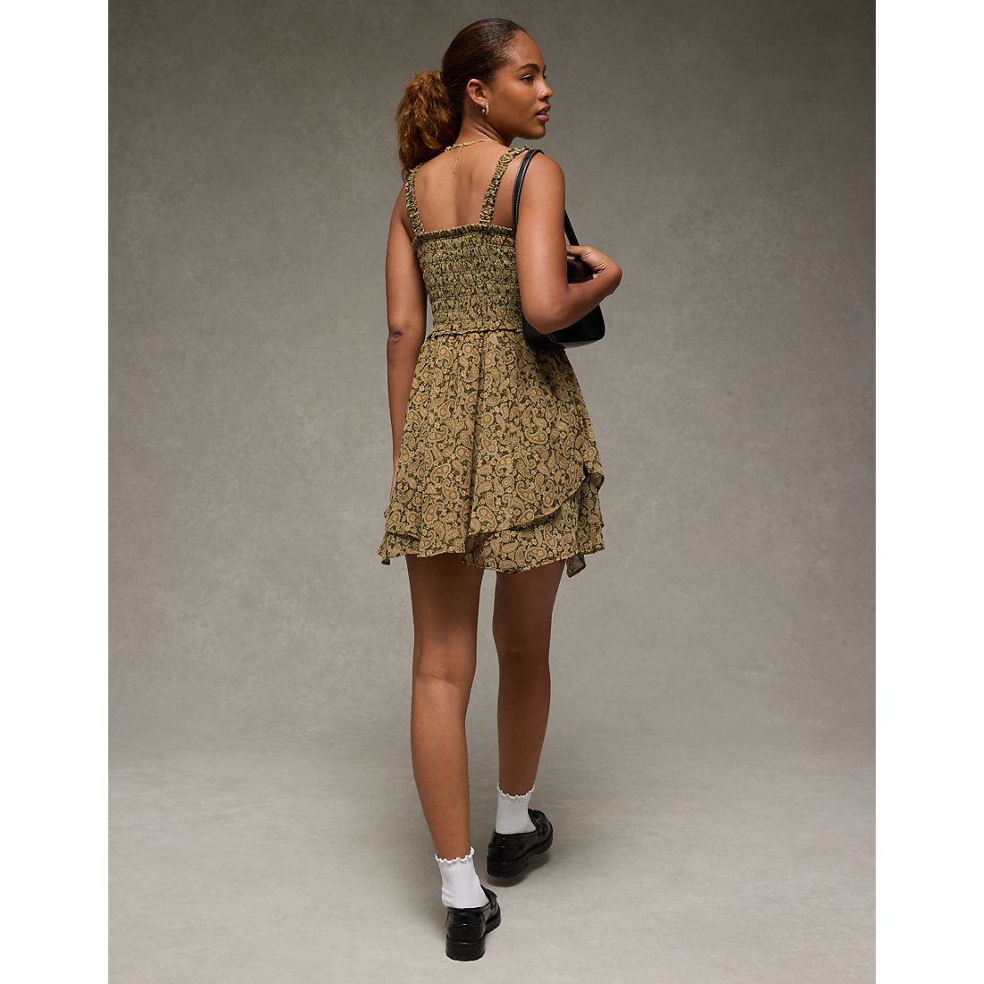 AE Handkerchief Hem Ruffle Floral Mini Dress