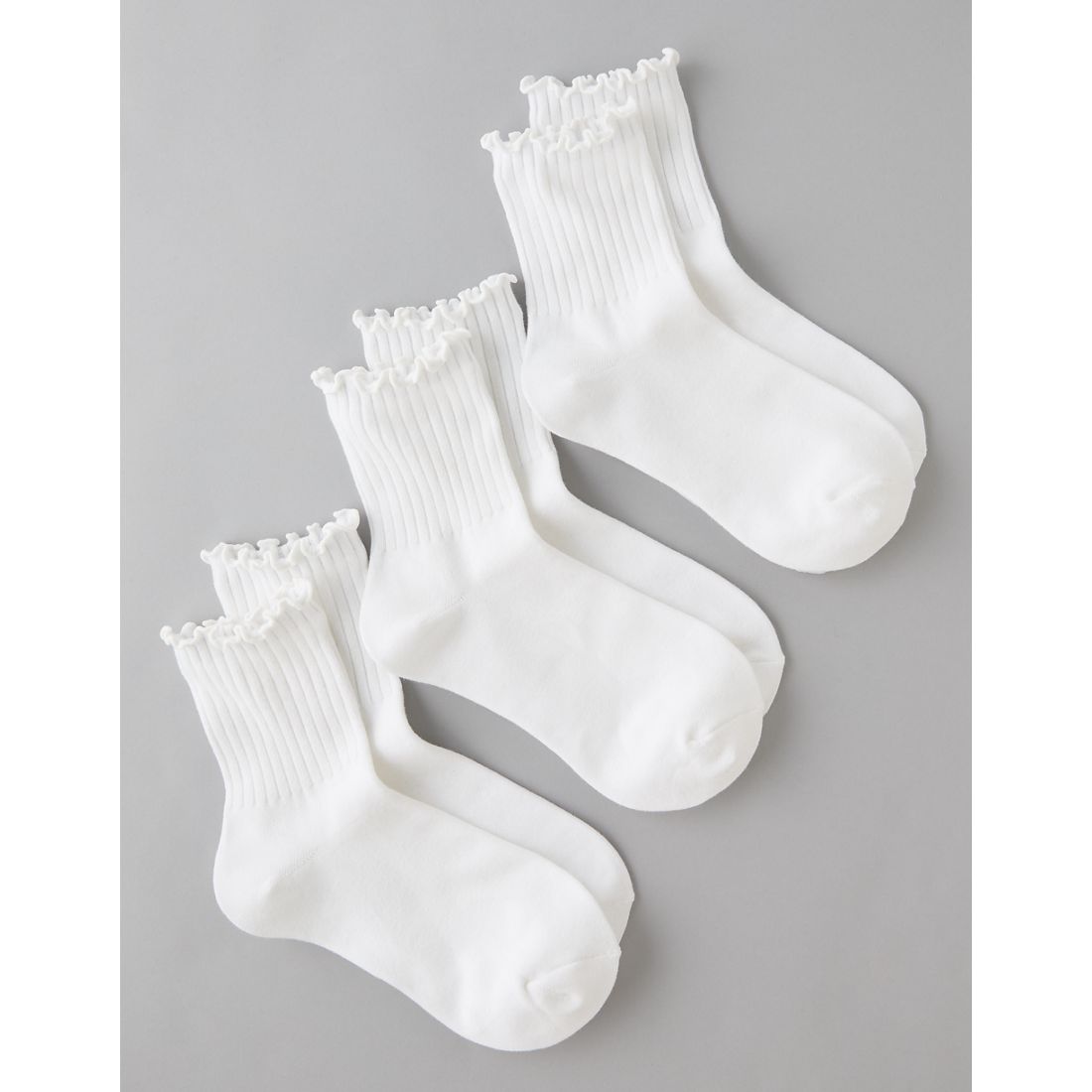 AE Ruffle Cropped Crew Socks 3-Pack
