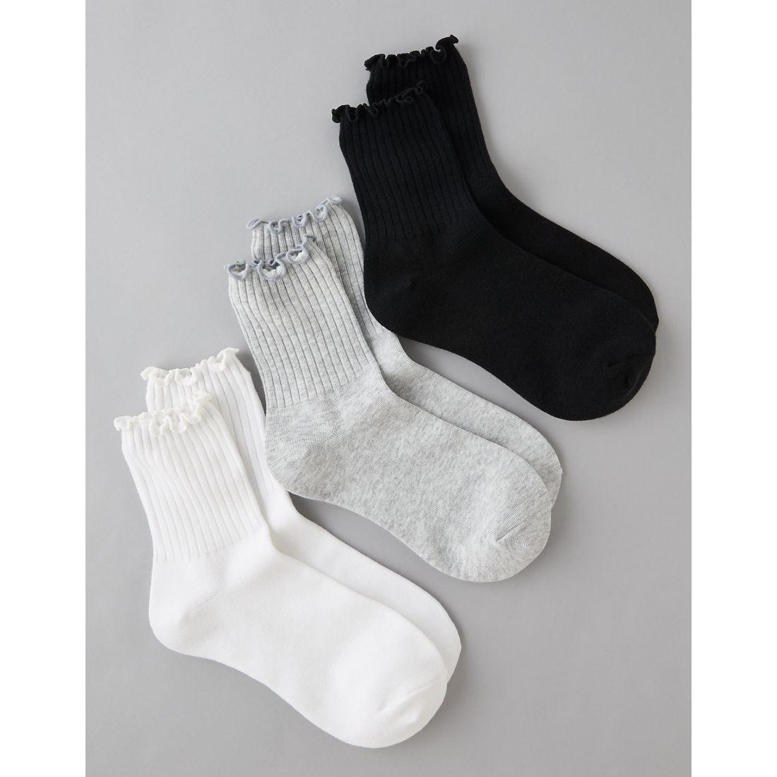 AE Ruffle Cropped Crew Socks 3-Pack