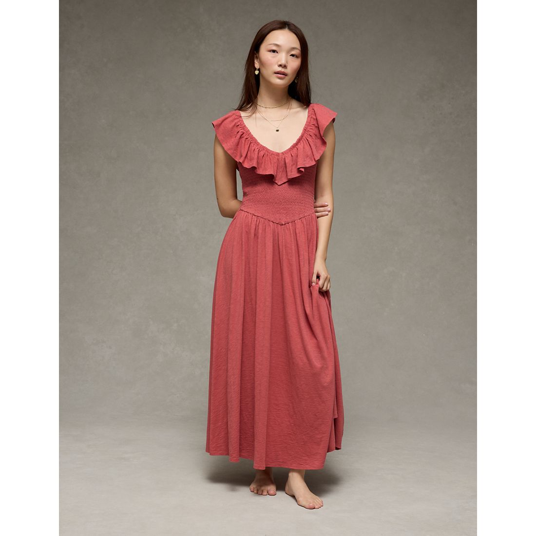 AE Sunchaser Knit Drop Waist Midi Dress