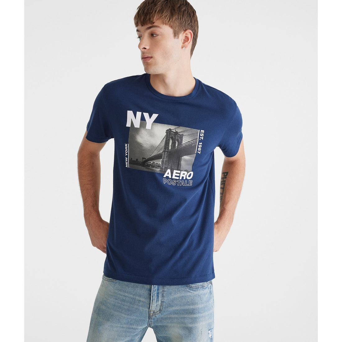Aeropostale Mens' Aeropostale NY Brooklyn Bridge Graphic Tee