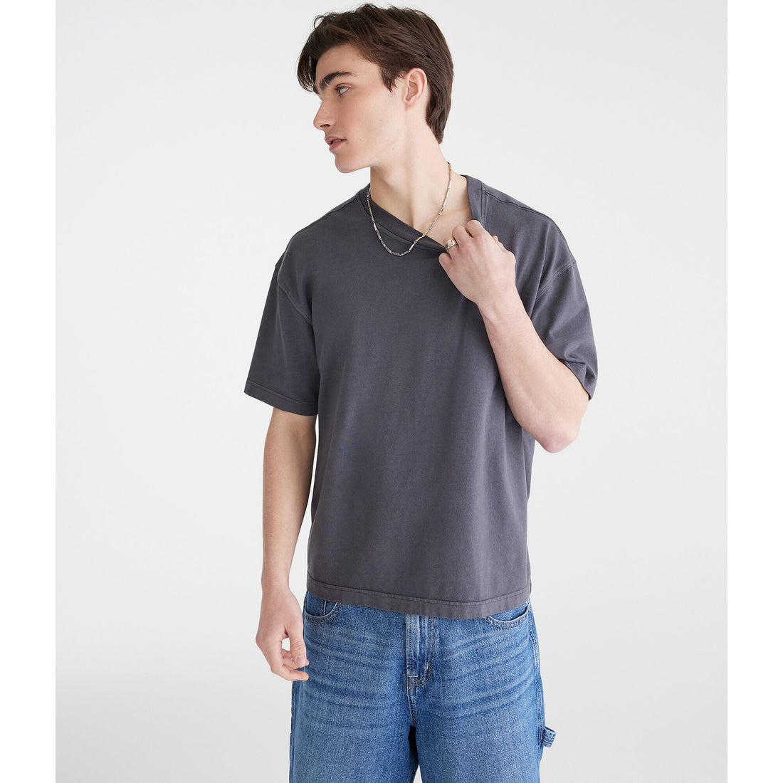 Aeropostale Mens' Washed Boxy Fit Crew Tee