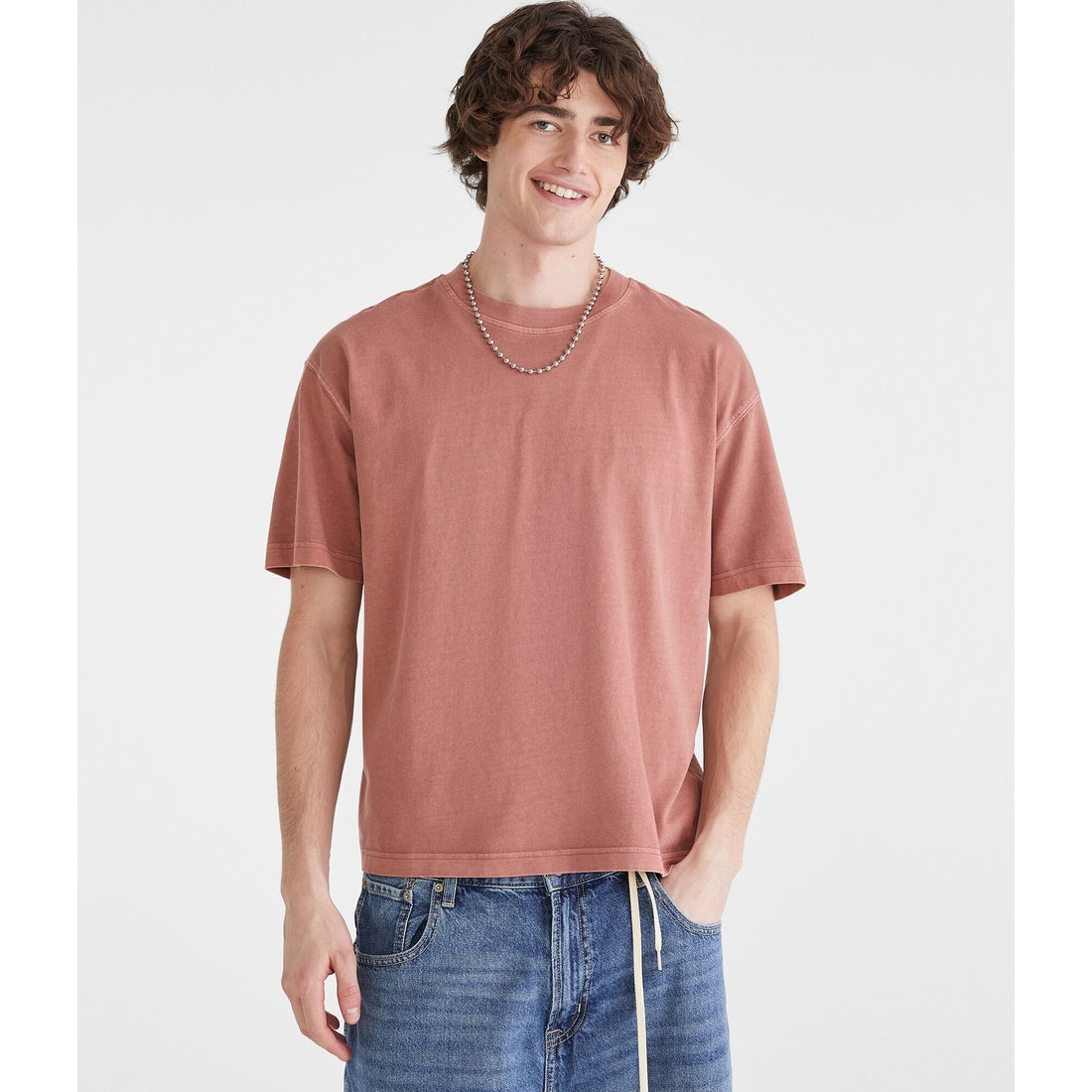 Aeropostale Mens' Washed Boxy Fit Crew Tee