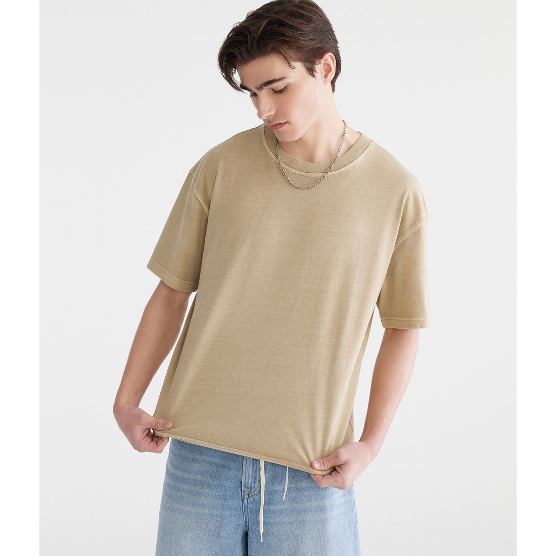 Aeropostale Mens' Washed Boxy Fit Crew Tee