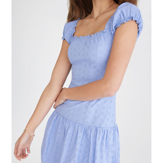 Aeropostale Womens' Solid Eyelet Square-Neck Drop-Waist Bubble Dress