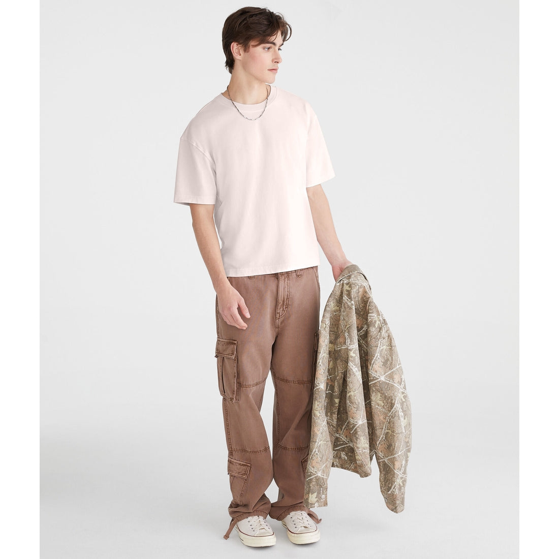 Aeropostale Mens' Washed Boxy Fit Crew Tee