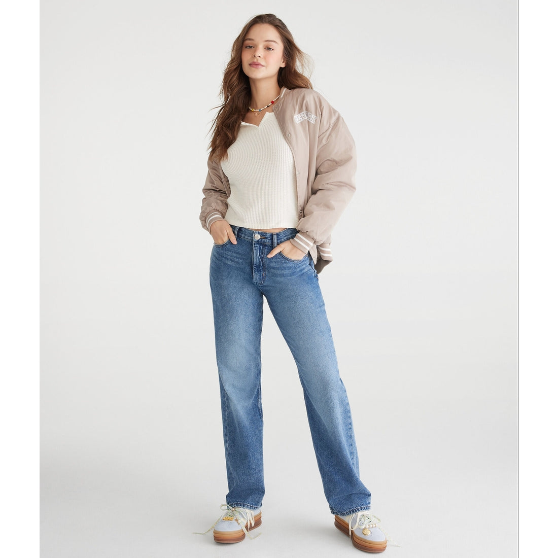 Aeropostale Womens' High-Rise Baggy Jean