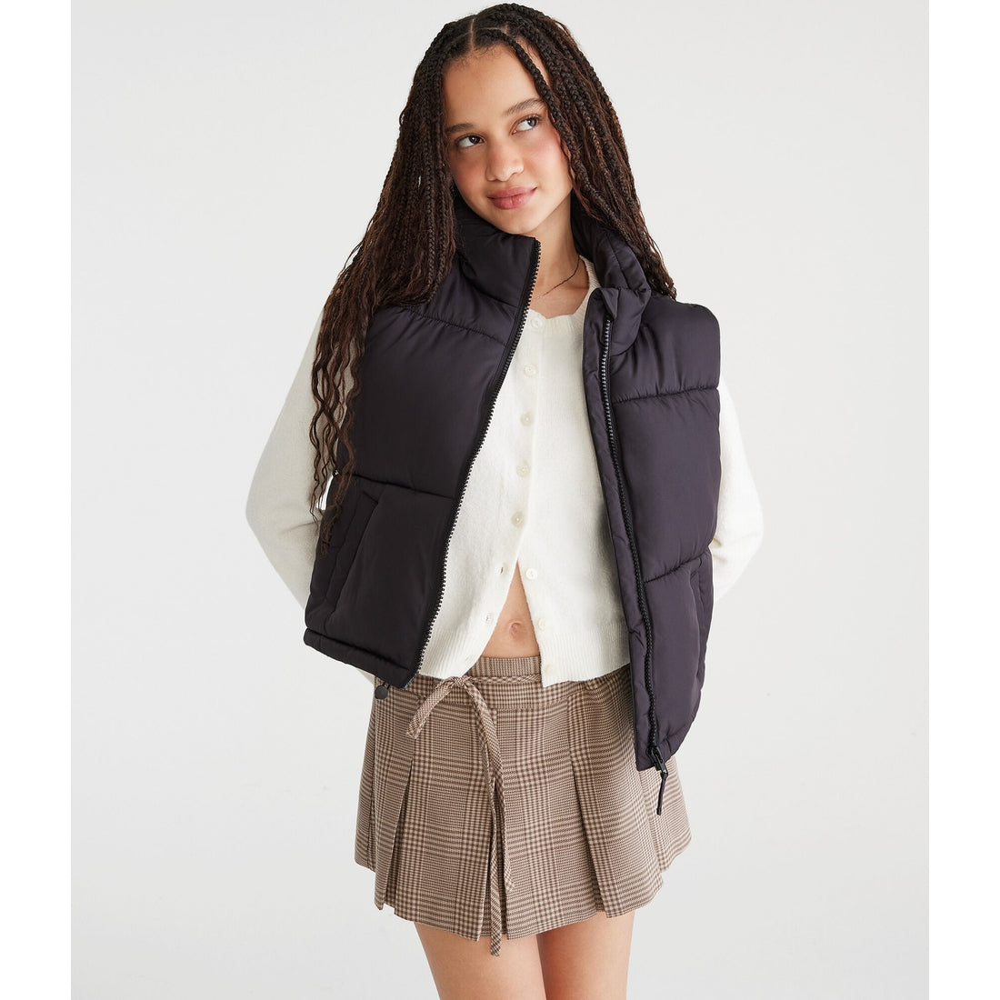 Aeropostale Womens' Lightweight Cropped Puffer Vest