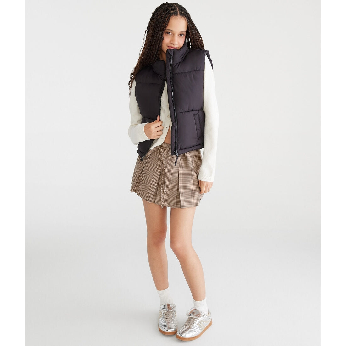 Aeropostale Womens' Lightweight Cropped Puffer Vest