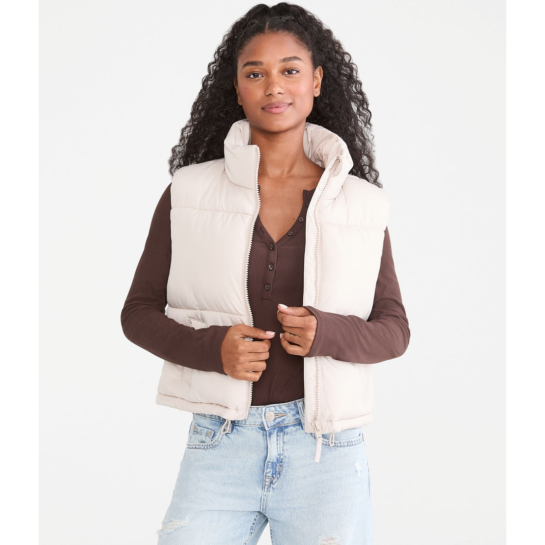 Aeropostale Womens' Lightweight Cropped Puffer Vest