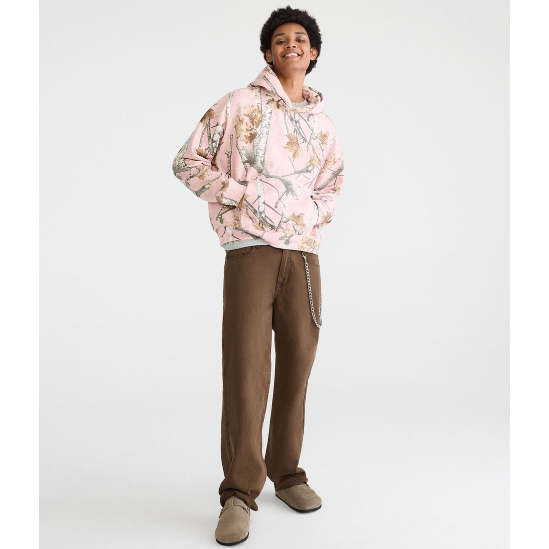 Aeropostale Mens' Forest Camo Boxy Pullover Hoodie