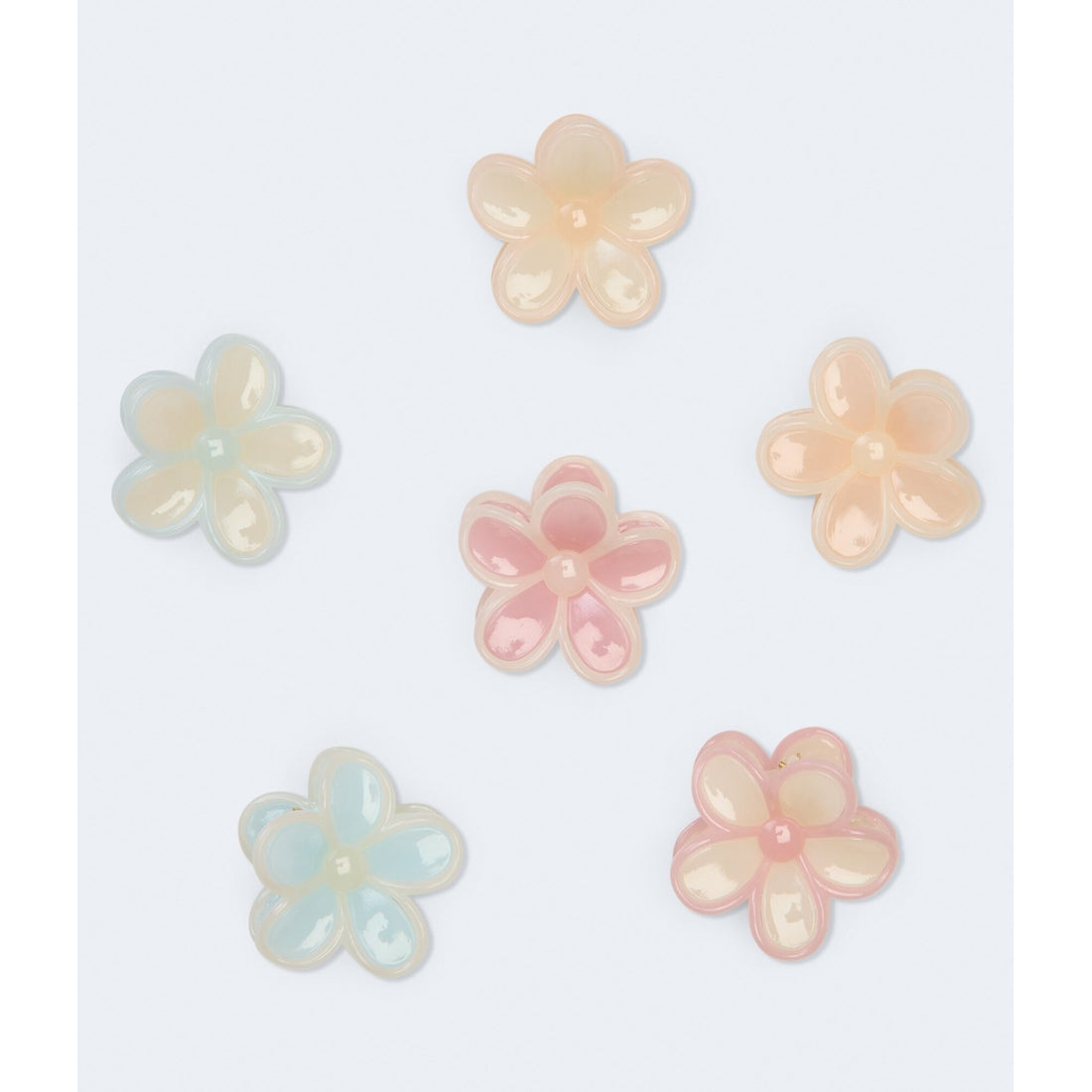unisex Mini Outlined Flower Claw Hair Clip 6-Pack