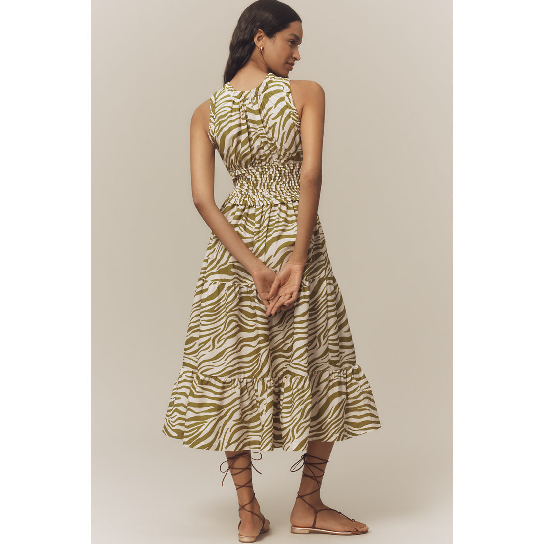 Sleeveless Poplin Smocked Midi Dress by Anthropologie
