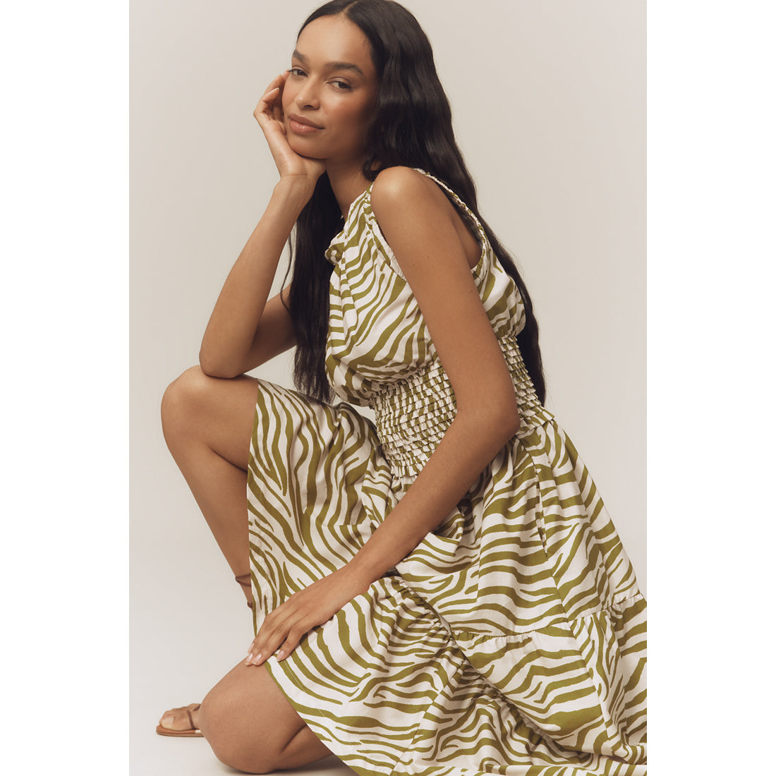 Sleeveless Poplin Smocked Midi Dress by Anthropologie