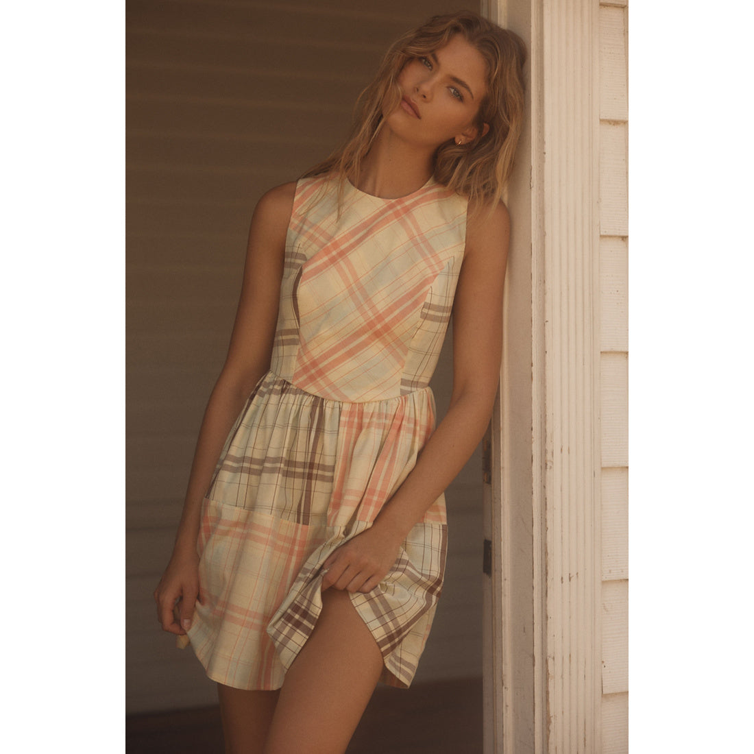 Sleeveless Plaid Nap Mini Dress by LyreBird, Women's, Size: Small, Cotton at Anthropologie