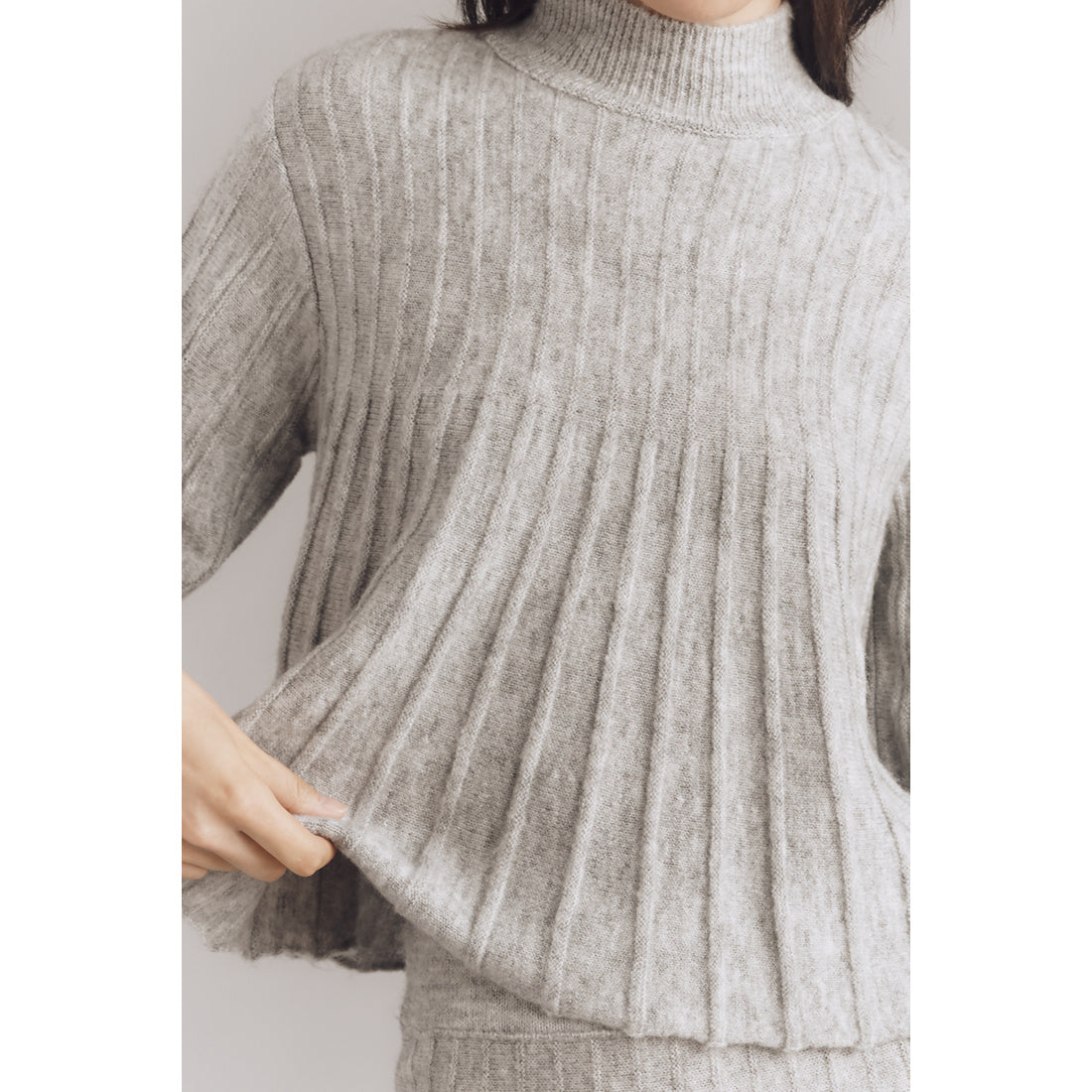 Short-Sleeve Mock-Neck Swing Sweater by Maeve