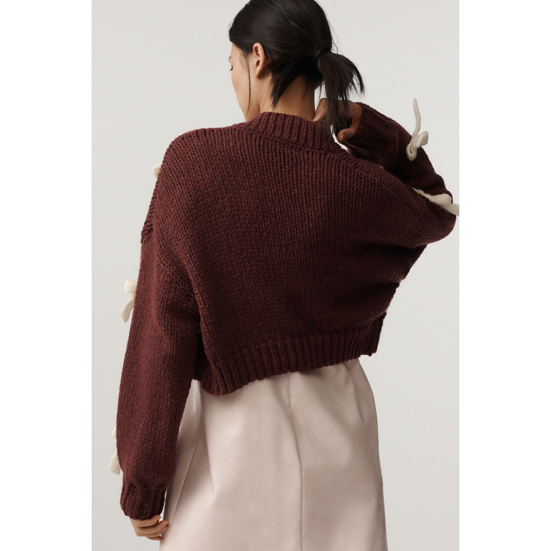 The Alicia 3D Bow Crop Cardigan Sweater by Maeve
