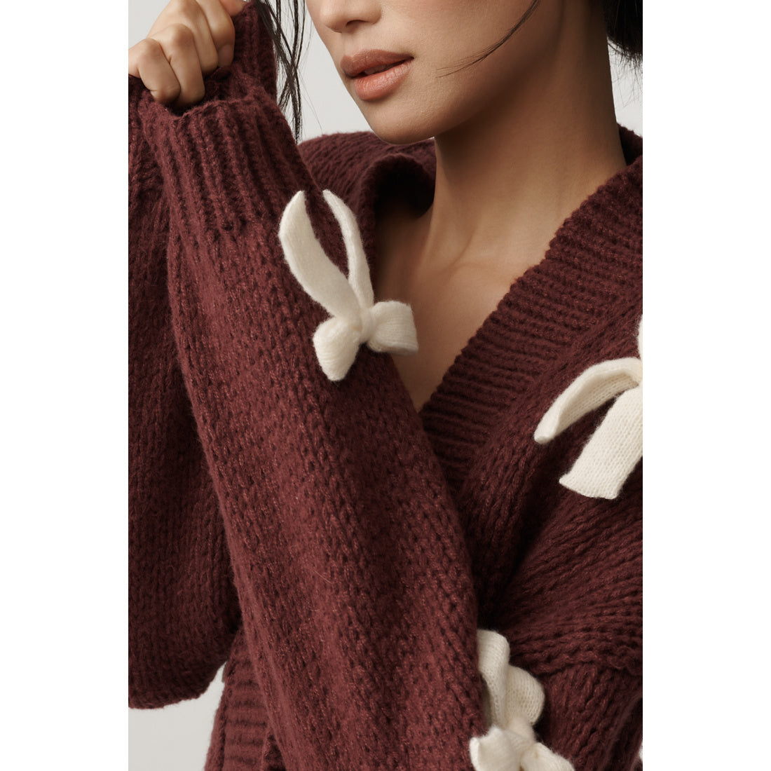 The Alicia 3D Bow Crop Cardigan Sweater by Maeve