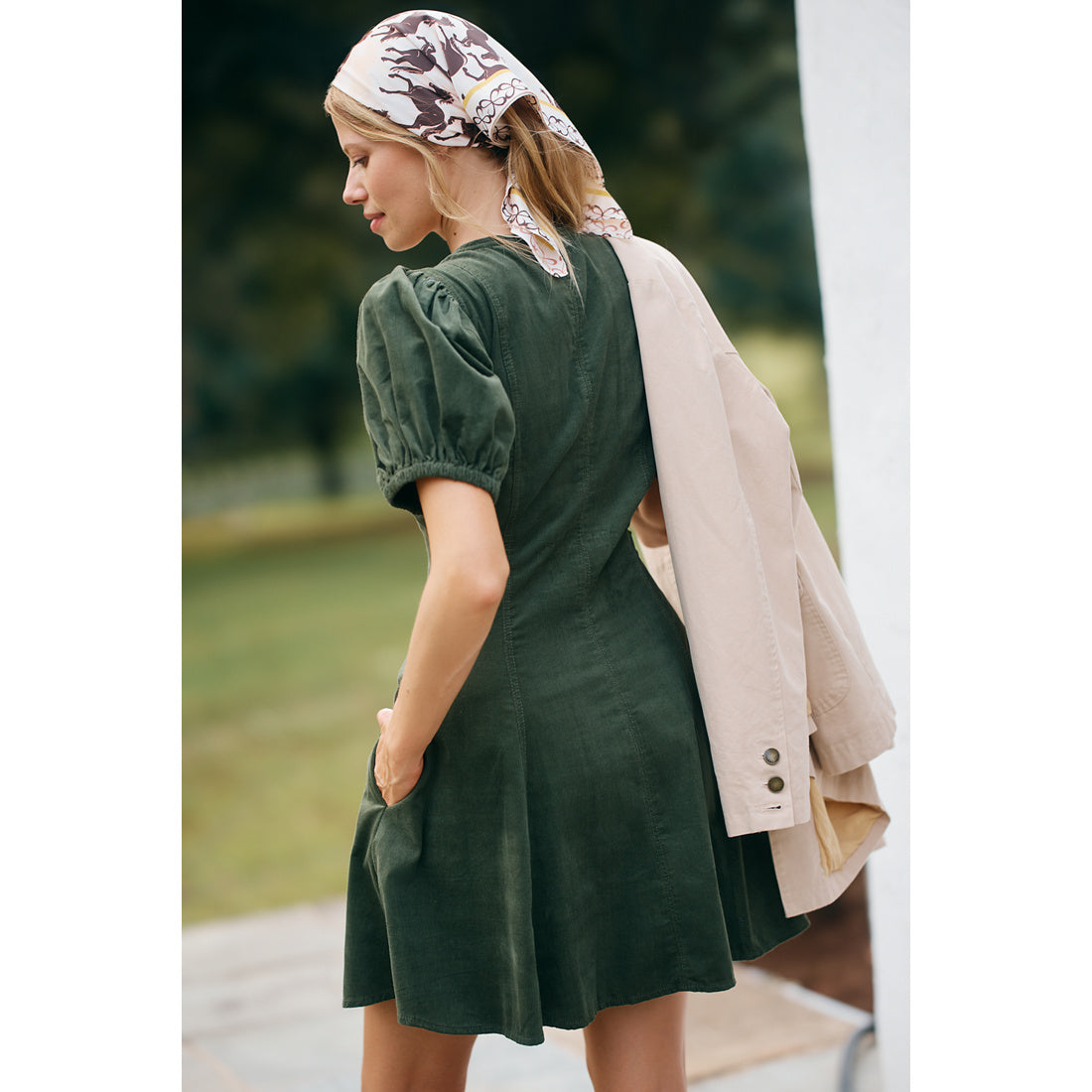 Puff-Sleeve Corduroy Mini Dress by Pilcro