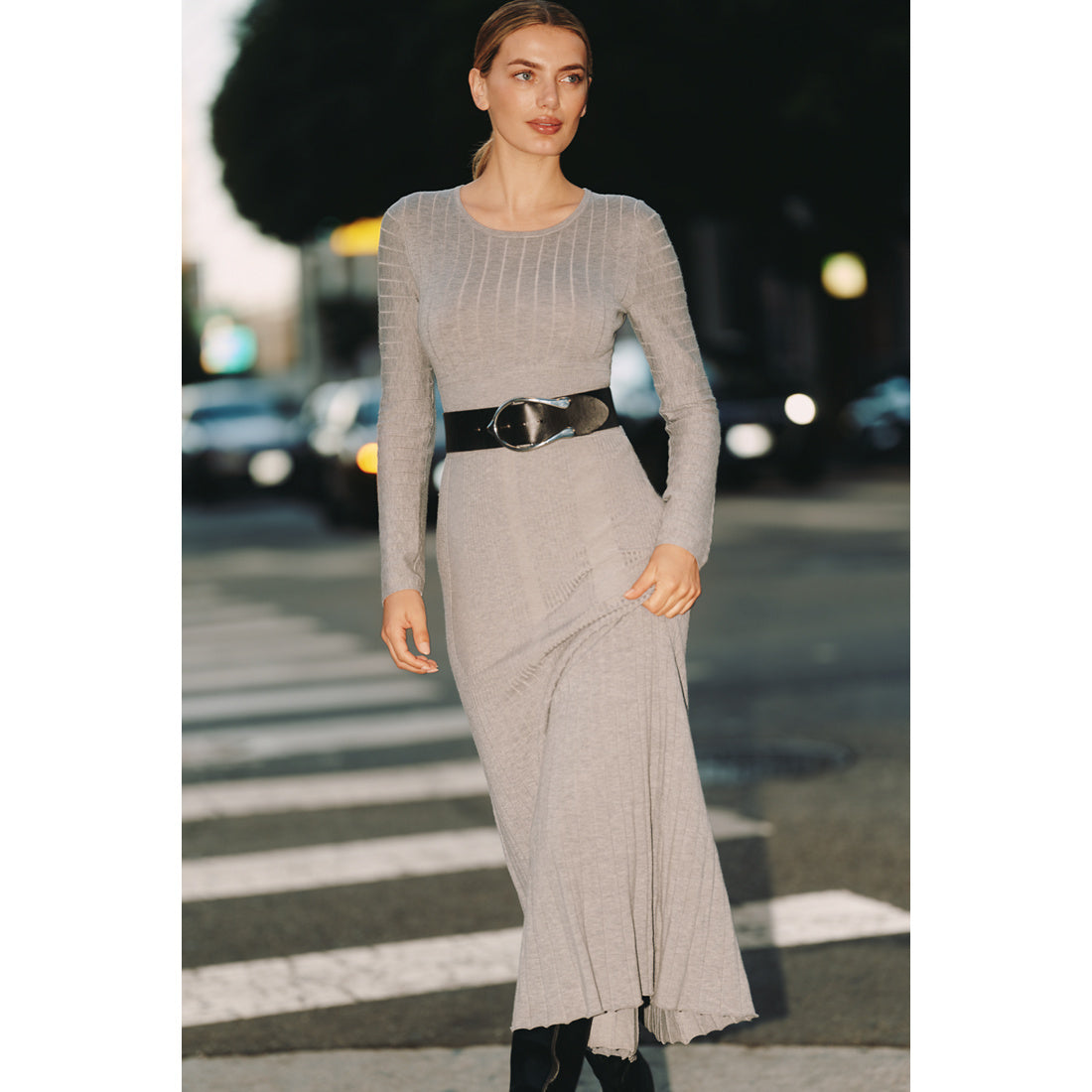 Long-Sleeve Slim Sweater Maxi Dress by Mare Mare