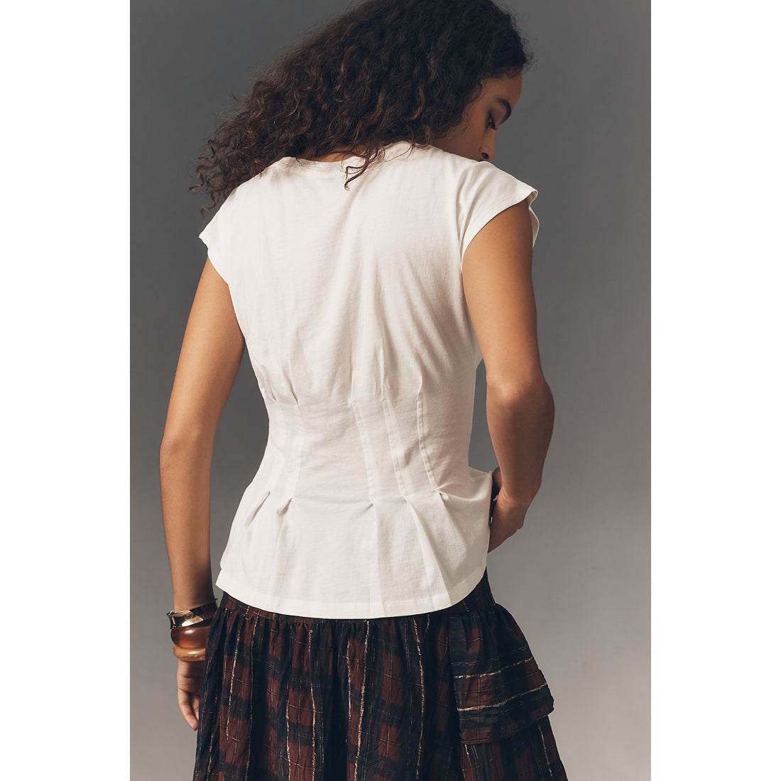 Graphic Darted Peplum T-Shirt by Anthropologie