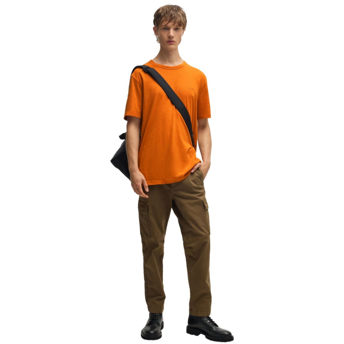 Boss by Hugo Boss Men's Slub-Cotton Logo Detail T-Shirt