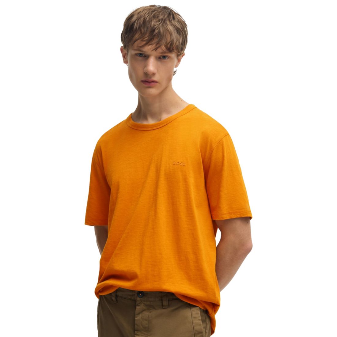 Boss by Hugo Boss Men's Slub-Cotton Logo Detail T-Shirt