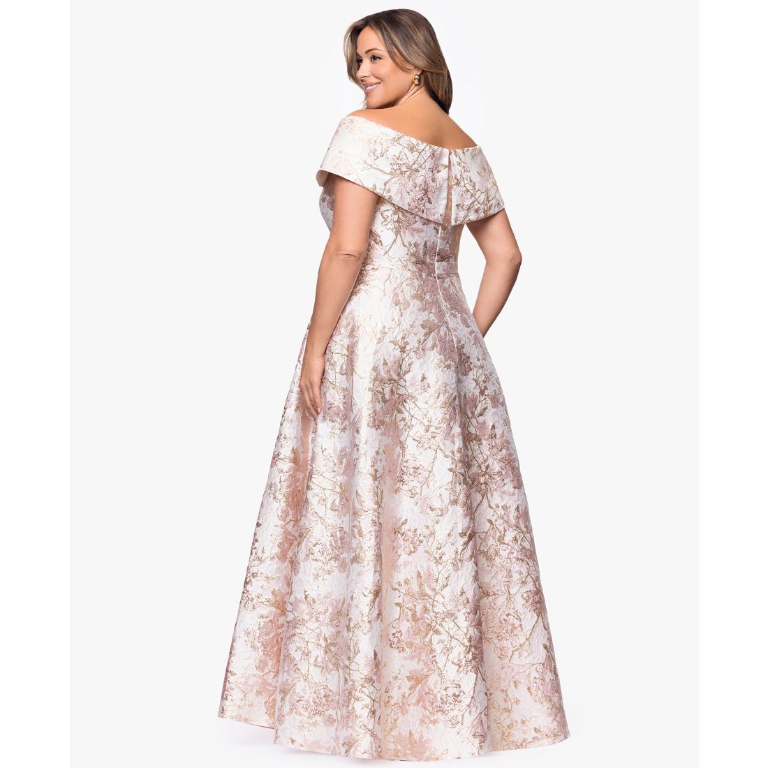 Xscape Plus Size Off-The-Shoulder Brocade Ball Gown