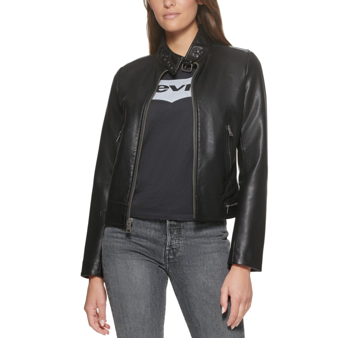 Levi's Women's Faux Leather Latch Collar Racer Jacket