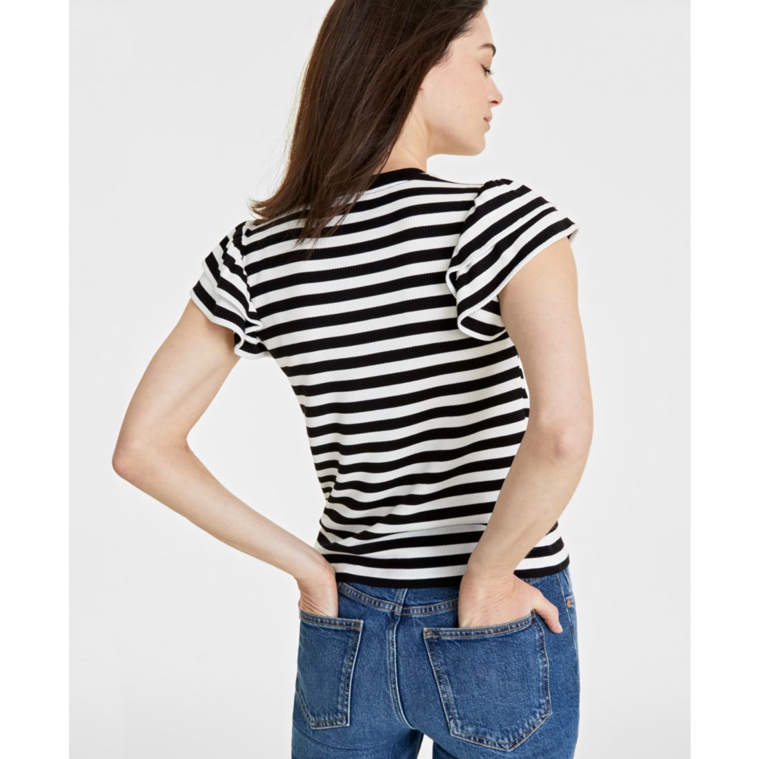 On 34th Women's Flutter-Sleeve Ribbed Top, Created for Macy's