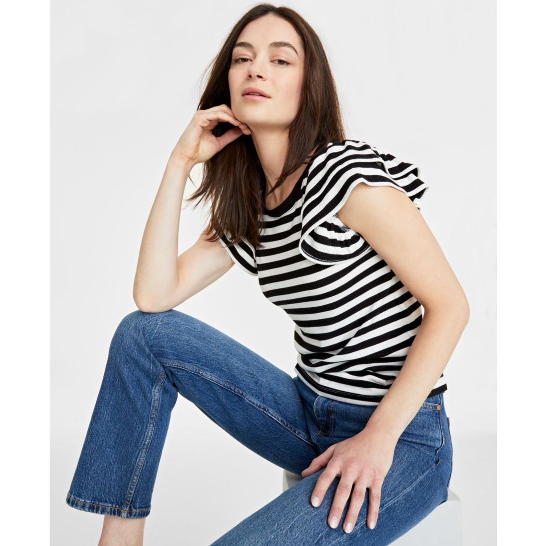On 34th Women's Flutter-Sleeve Ribbed Top, Created for Macy's