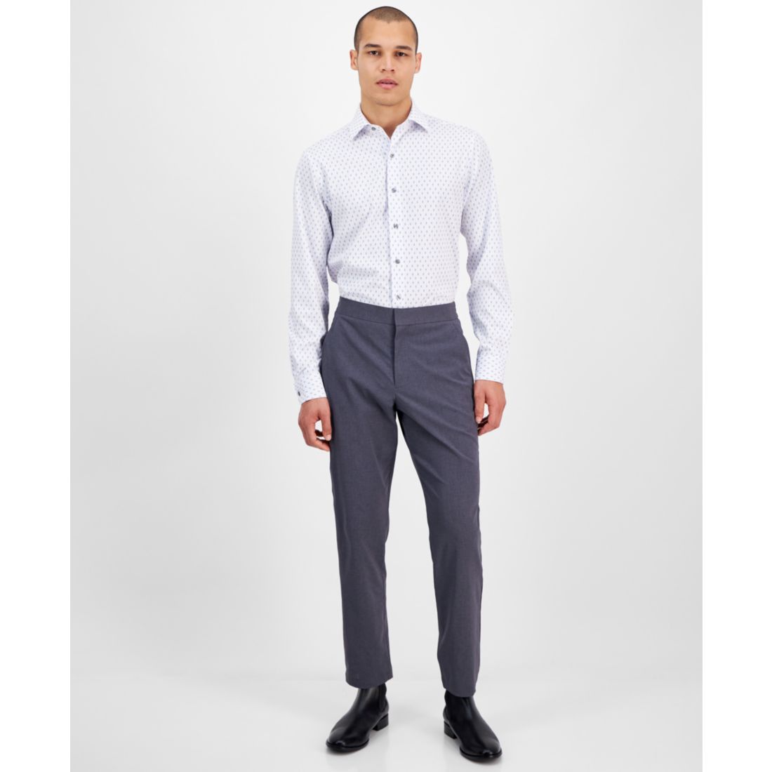 Alfani Men's Slim Fit Long Sleeve Button-Front Dash Diamond Print Shirt, Exclusively at Macy's