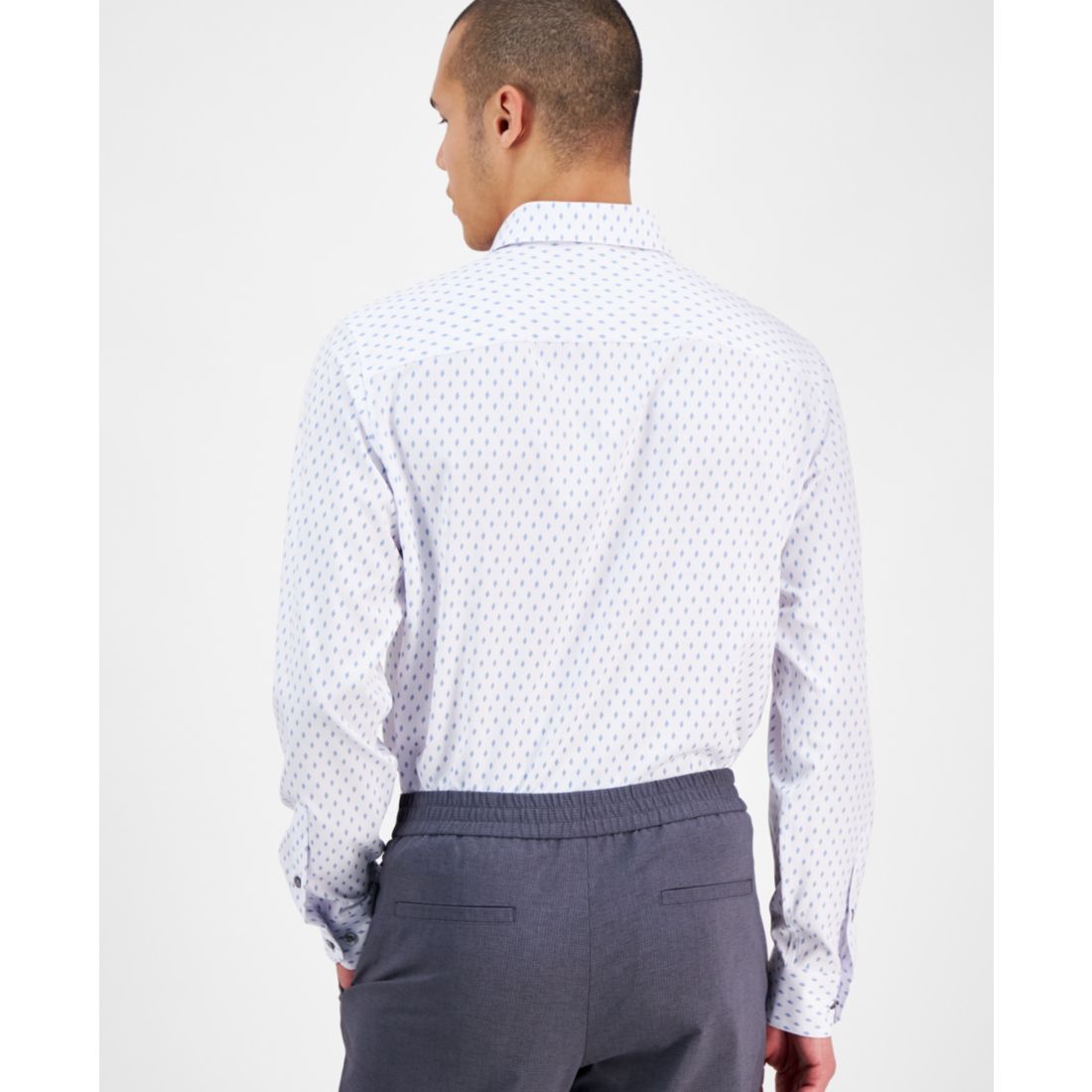 Alfani Men's Slim Fit Long Sleeve Button-Front Dash Diamond Print Shirt, Exclusively at Macy's
