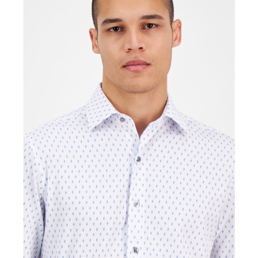 Alfani Men's Slim Fit Long Sleeve Button-Front Dash Diamond Print Shirt, Exclusively at Macy's