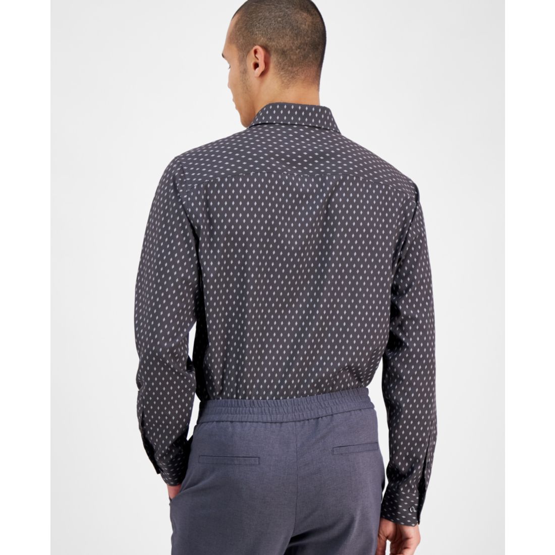 Alfani Men's Slim Fit Long Sleeve Button-Front Dash Diamond Print Shirt, Exclusively at Macy's