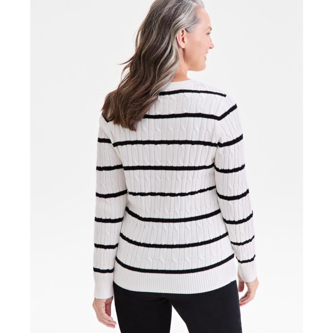 Style & Co Women's Cotton Cable-Knit Crewneck Sweater, Created for Macy's