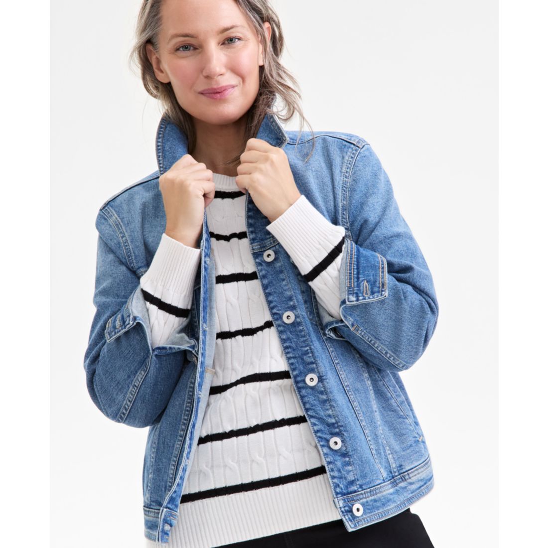 Style & Co Women's Cotton Cable-Knit Crewneck Sweater, Created for Macy's