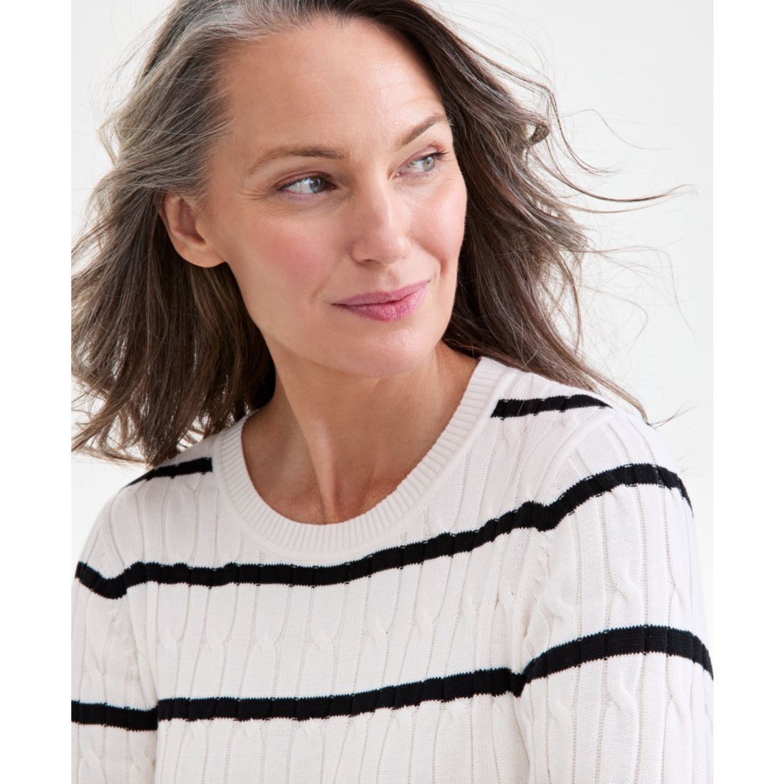 Style & Co Women's Cotton Cable-Knit Crewneck Sweater, Created for Macy's