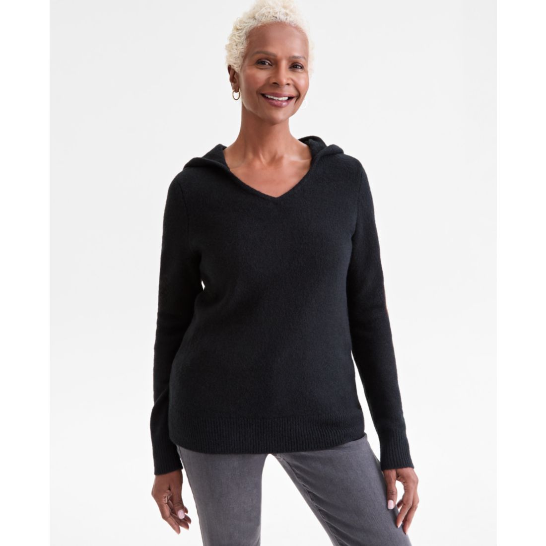 Style & Co Women's Luxsoft Split-Neck Hoodie, Macy's Exclusive