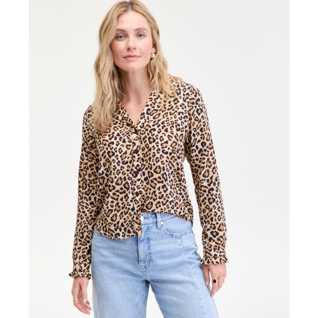 On 34th Women's Ruffle-Trim Split-Neck Blouse, Macy's Exclusive