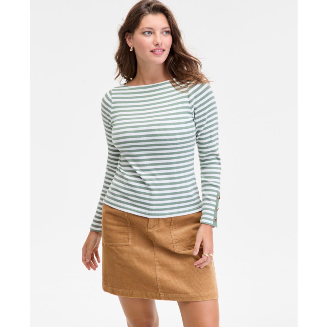On 34th Women's Button-Cuff Boatneck Top, Macy's Exclusive