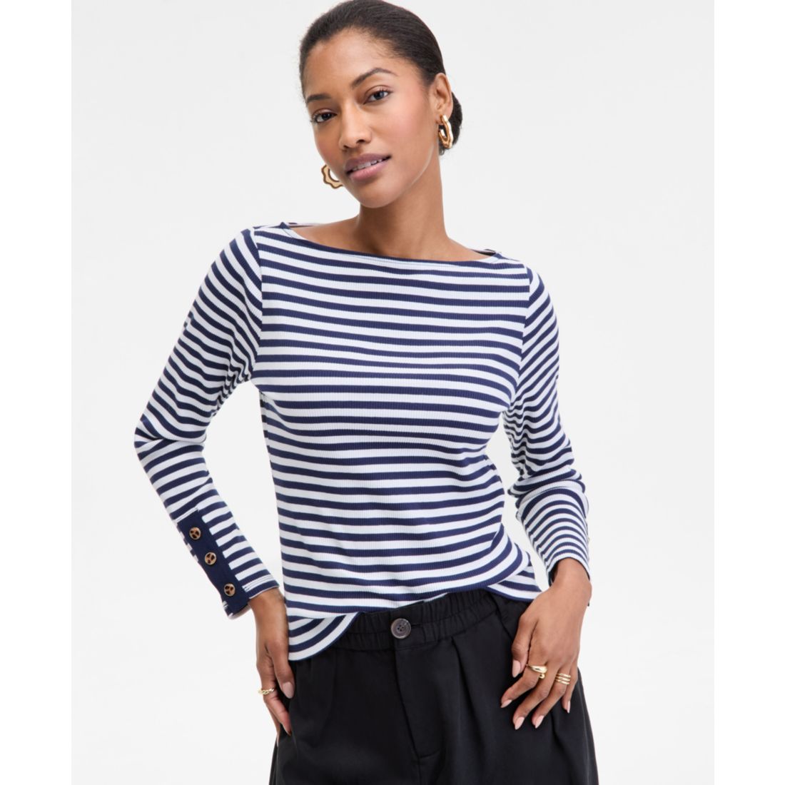 On 34th Women's Button-Cuff Boatneck Top, Macy's Exclusive