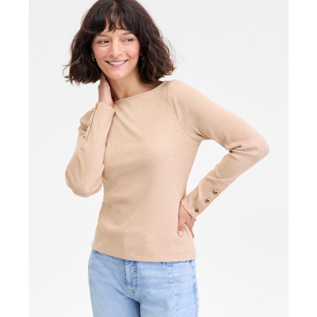 On 34th Women's Button-Cuff Boatneck Top, Macy's Exclusive