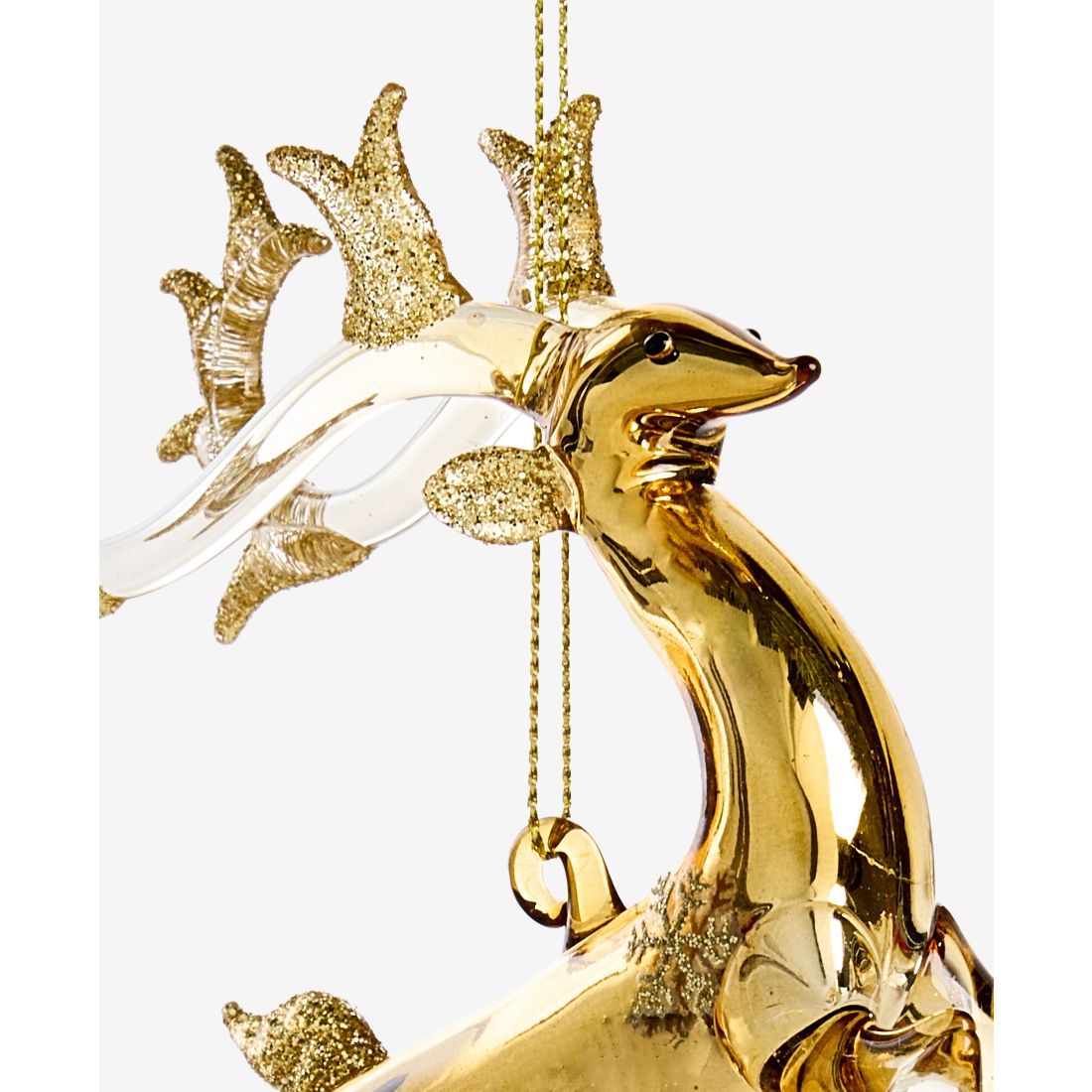 Holiday Lane Gilded Glamour Glass Deer Ornament, Macy's Exclusive