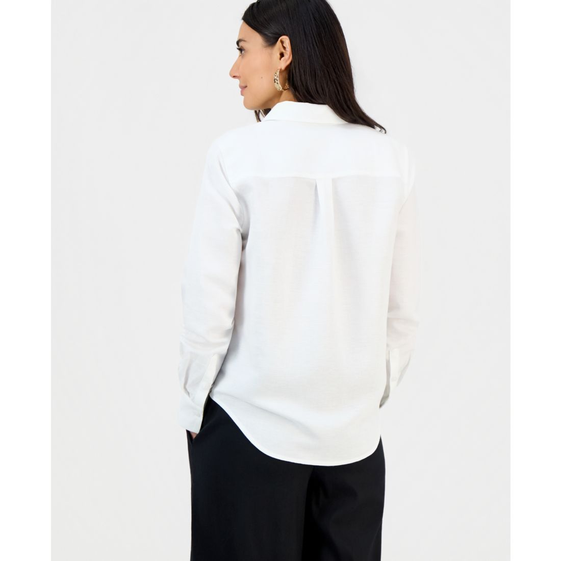 I.n.c. International Concepts Petite Button-Front Long-Sleeve Shirt, Macy's Exclusive