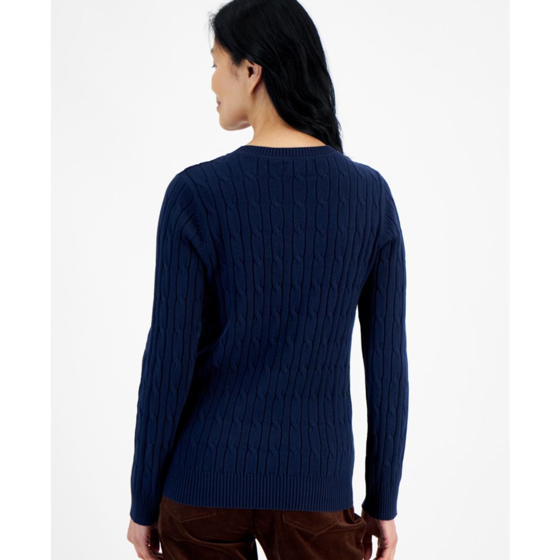 Style & Co Women's Cotton Cable-Knit Crewneck Sweater, Created for Macy's