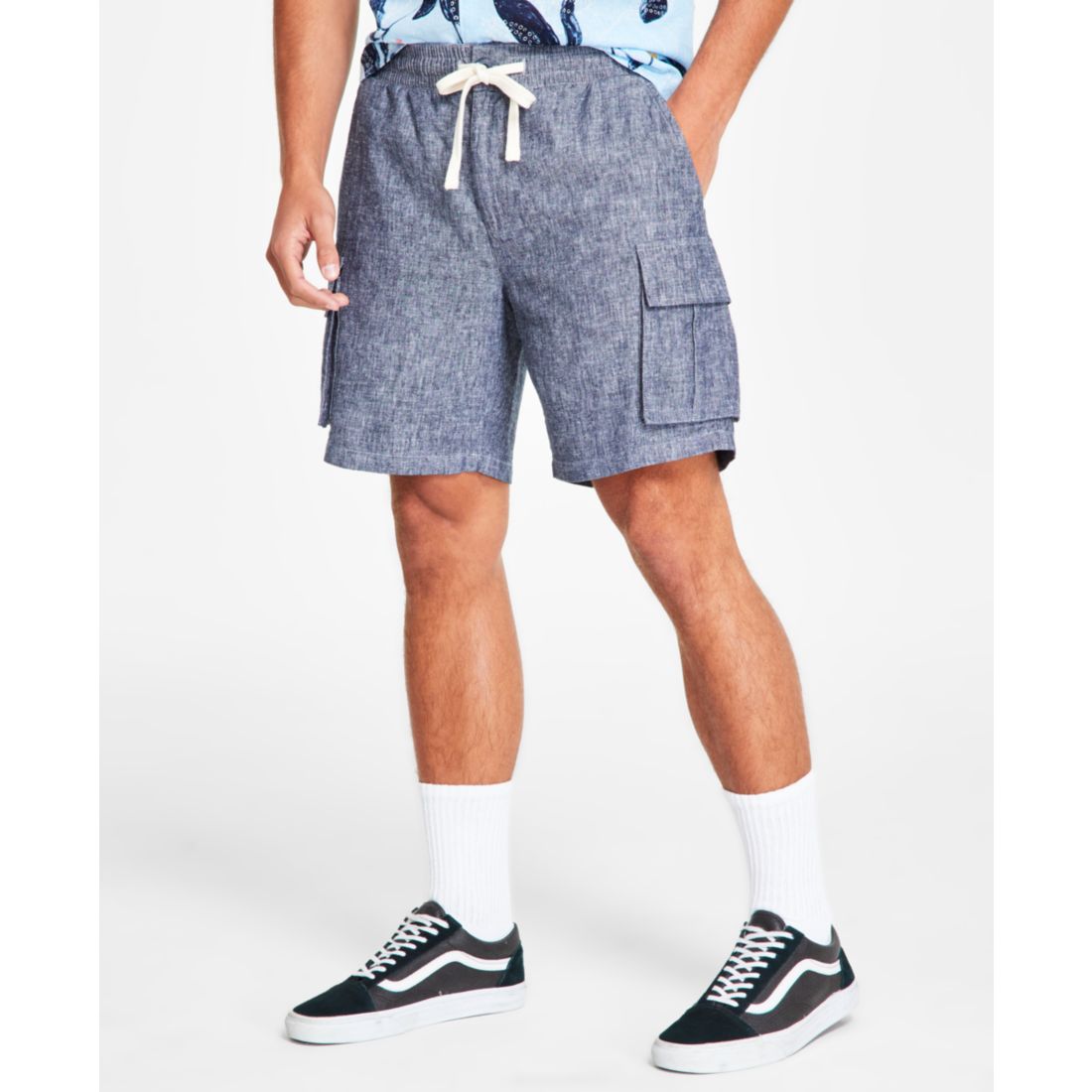 Sun + Stone Men's Drawstring 8" Linen Blend Cargo Shorts, Exclusively at Macy's