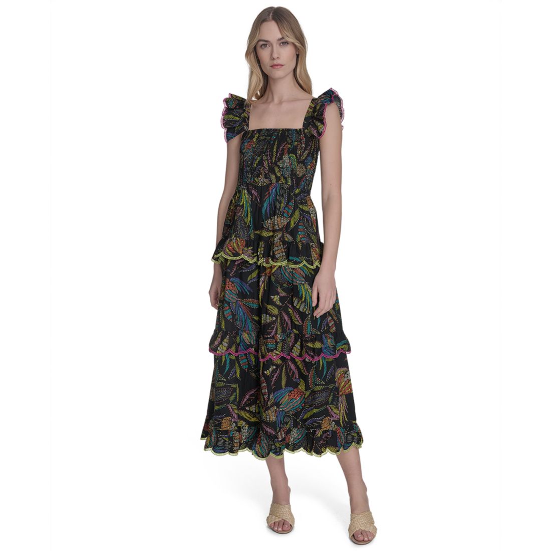 Vince Camuto Women's Cotton Printed Sleeveless Midi Dress